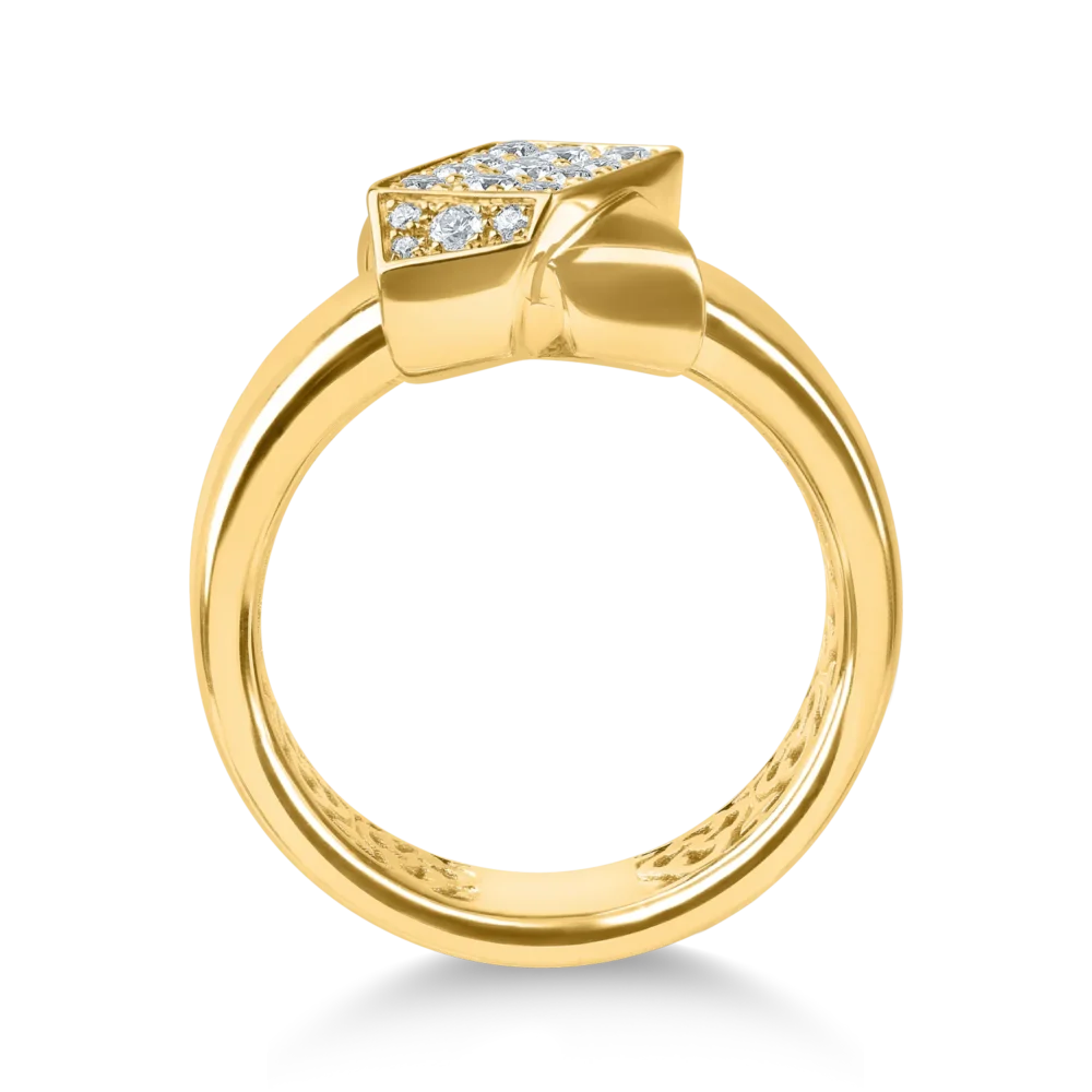 Inel geometric din aur galben cu diamante de 0.2ct - imagine 2