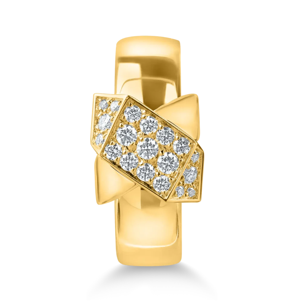 Inel geometric din aur galben cu diamante de 0.2ct - imagine 3