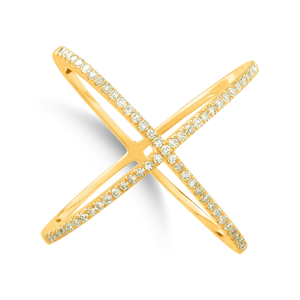 Inel geometric din aur galben cu diamante de 0.2ct