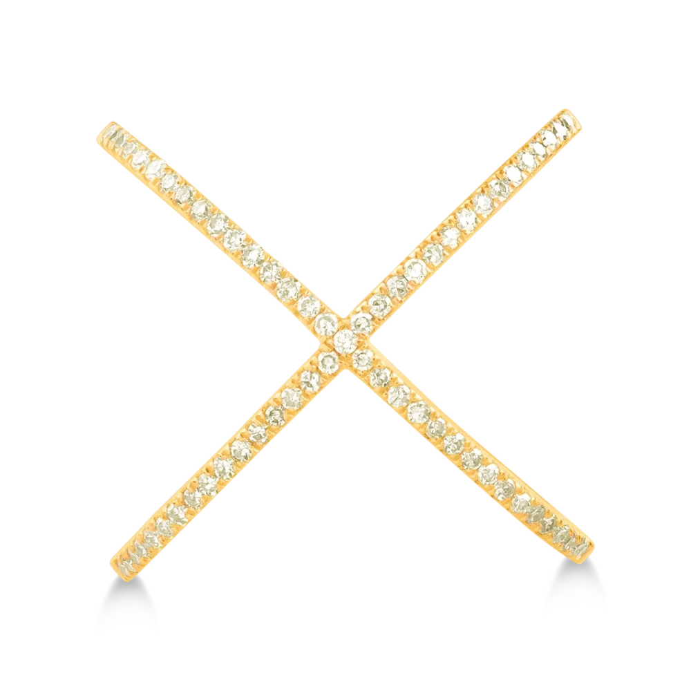 Inel geometric din aur galben cu diamante de 0.2ct - imagine 3