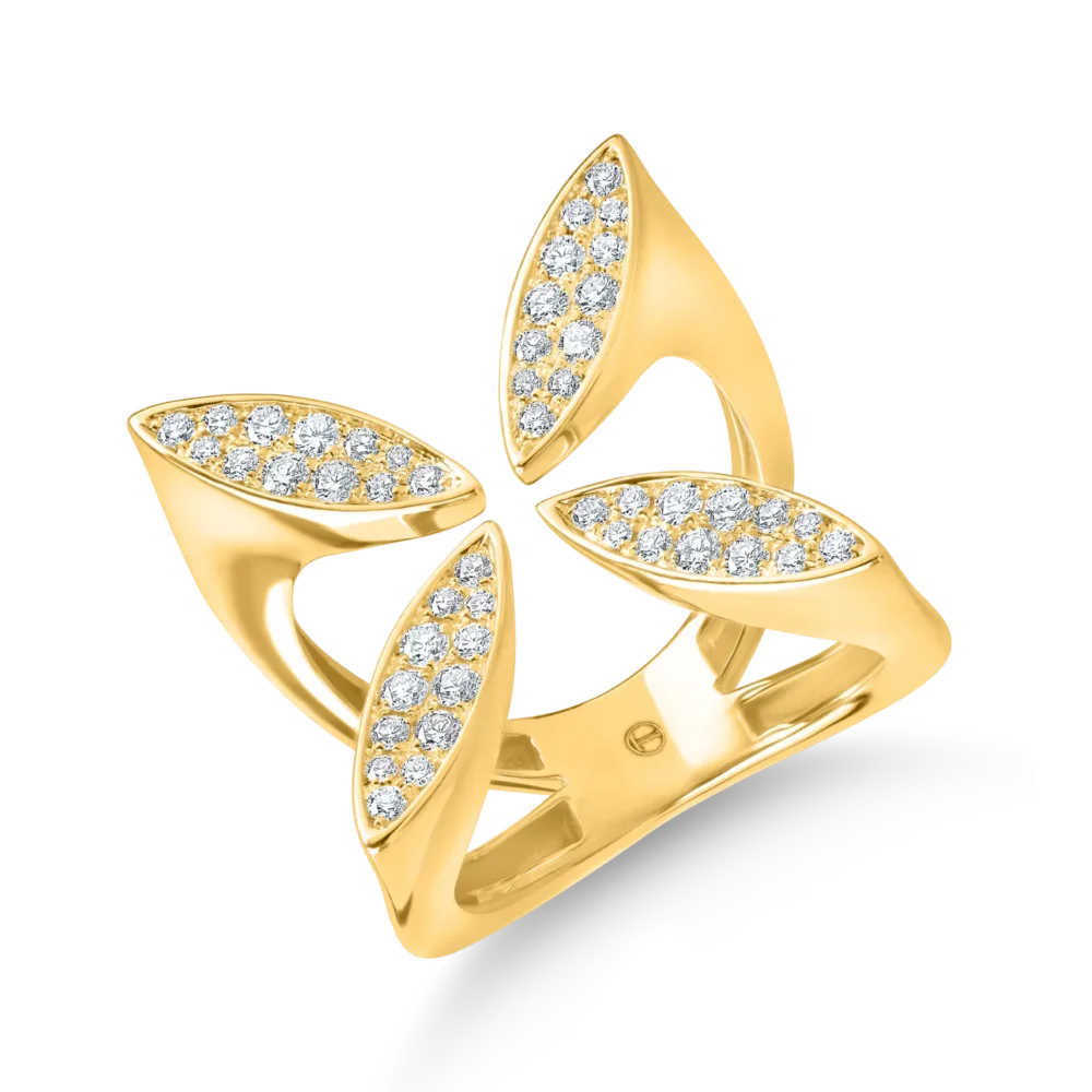 Inel geometric din aur galben cu diamante de 0.6ct