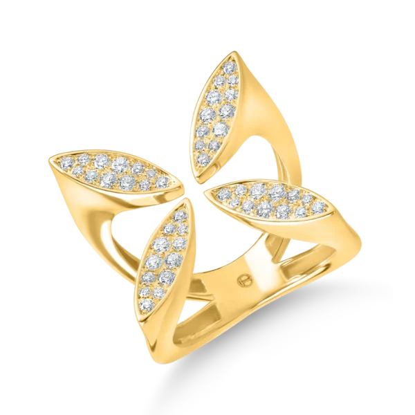 Inel geometric din aur galben cu diamante de 0.6ct