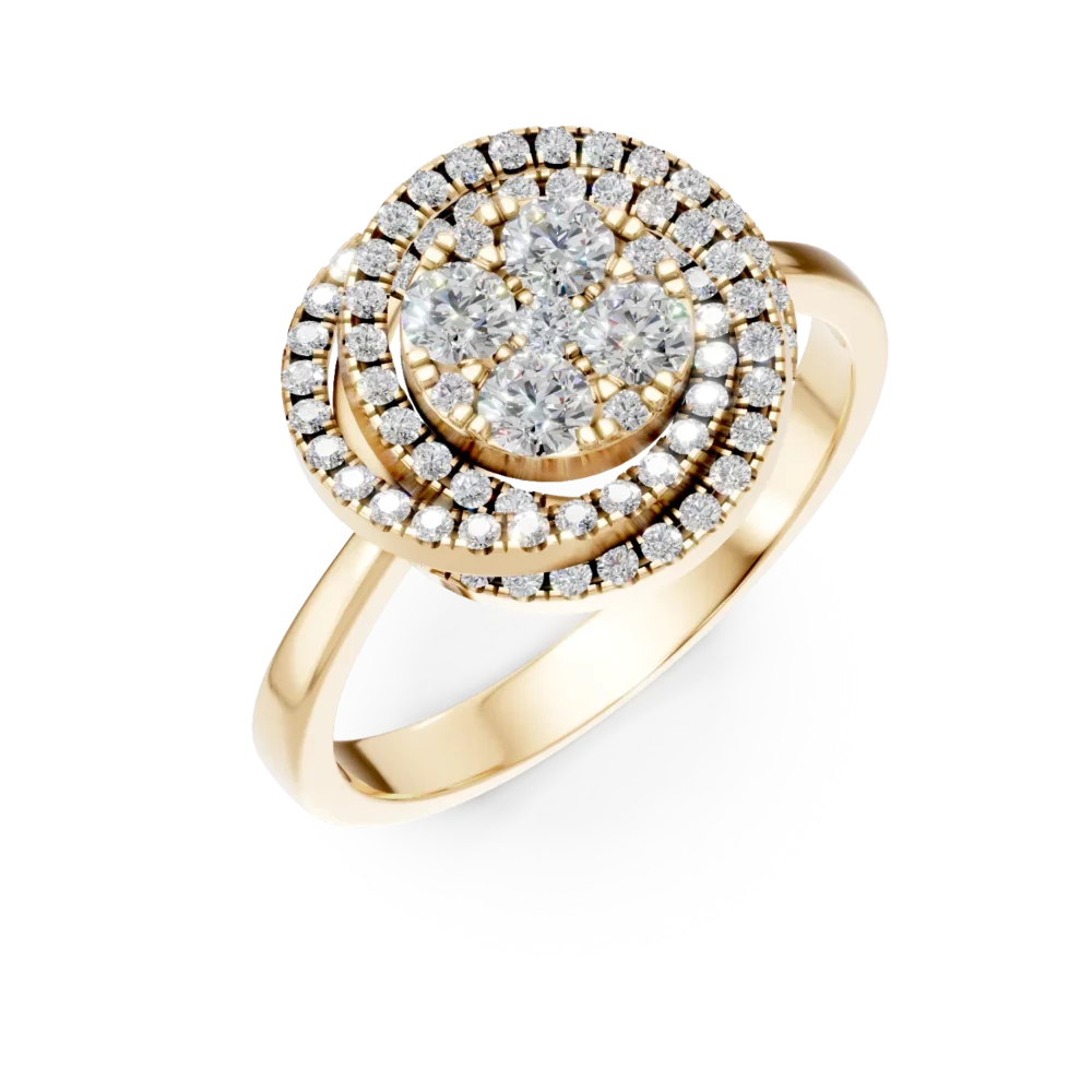 Inel geometric din aur galben cu diamante de 0.6ct