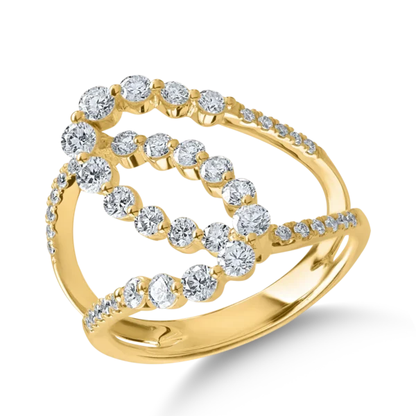 Inel geometric din aur galben cu diamante de 0.9ct