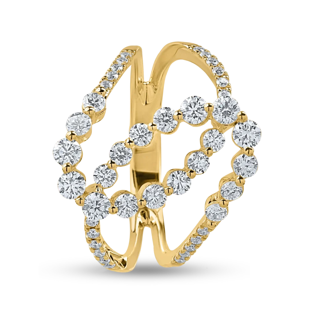 Inel geometric din aur galben cu diamante de 0.9ct - imagine 2