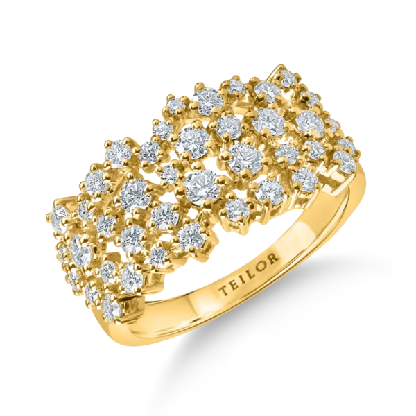 Inel geometric din aur galben cu diamante de 0.9ct