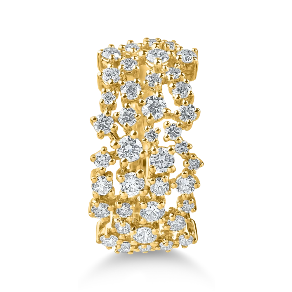 Inel geometric din aur galben cu diamante de 0.9ct - imagine 2