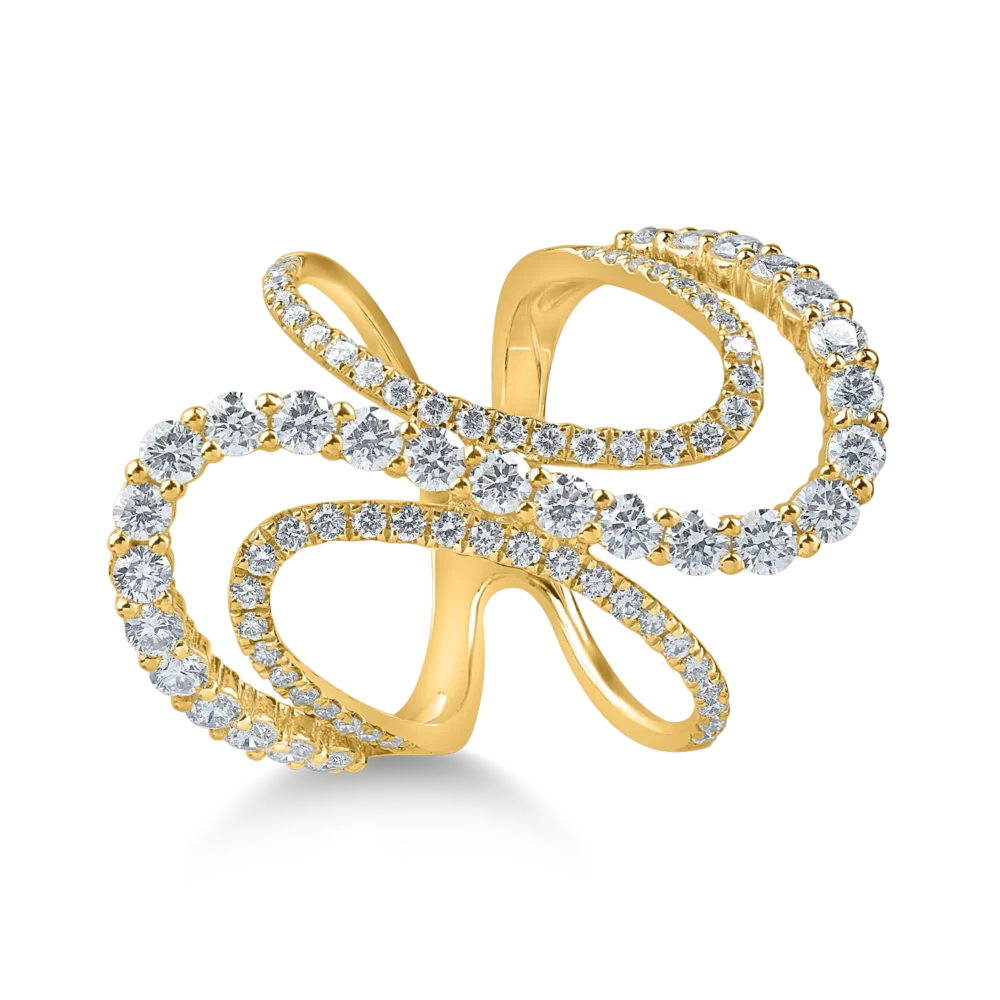 Inel geometric din aur galben cu diamante de 1.7ct - imagine 2