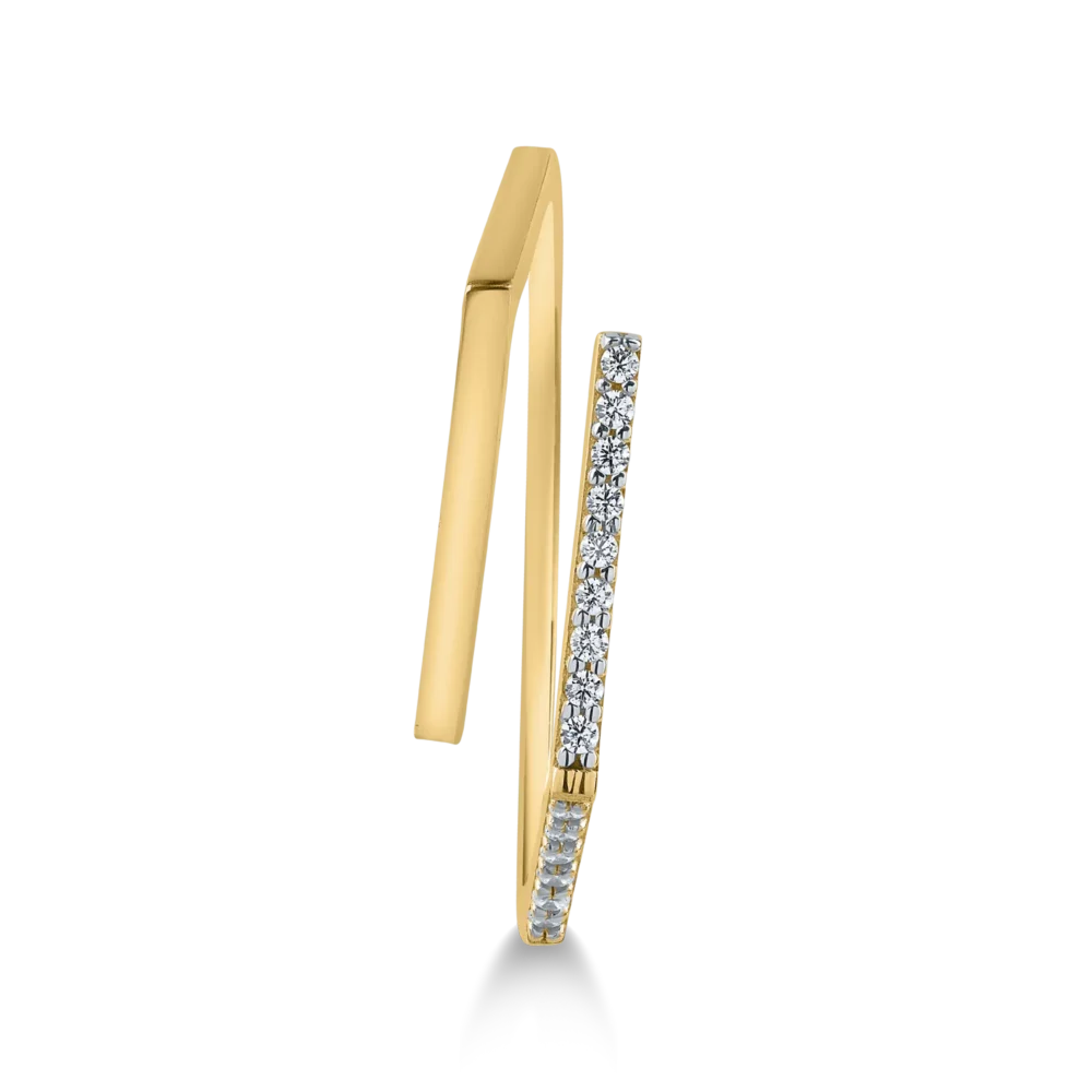 Inel geometric din aur galben cu zirconia microsetting - imagine 2