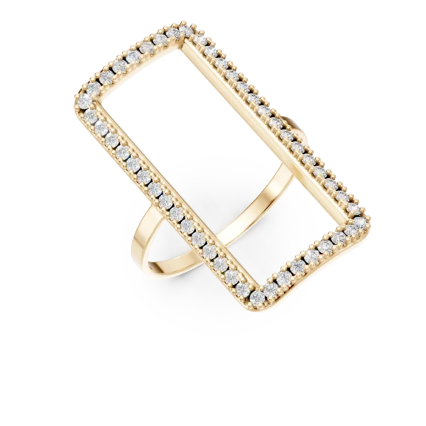 Inel geometric din aur galben cu zirconii