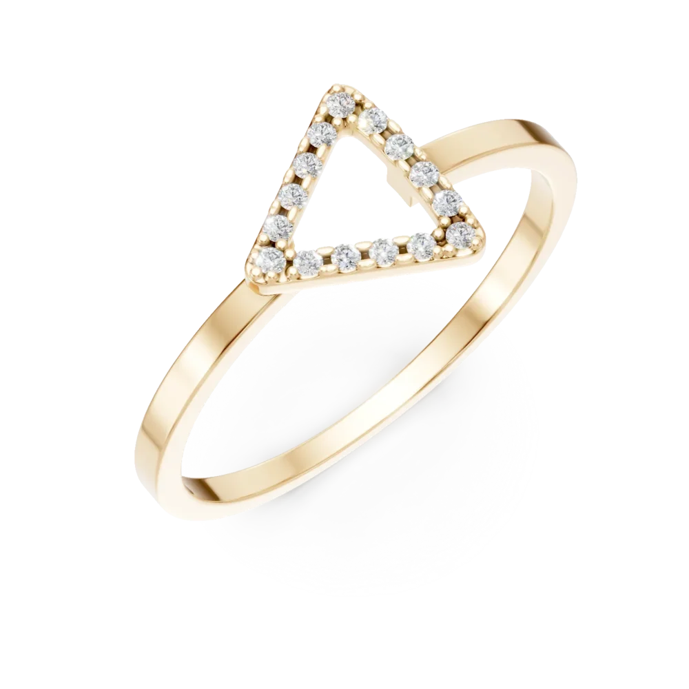 Inel geometric din aur galben cu zirconii