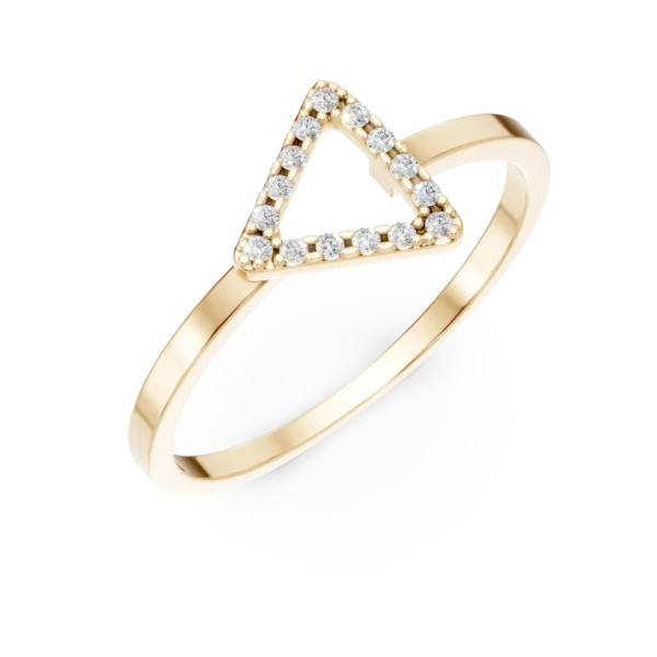 Inel geometric din aur galben cu zirconii