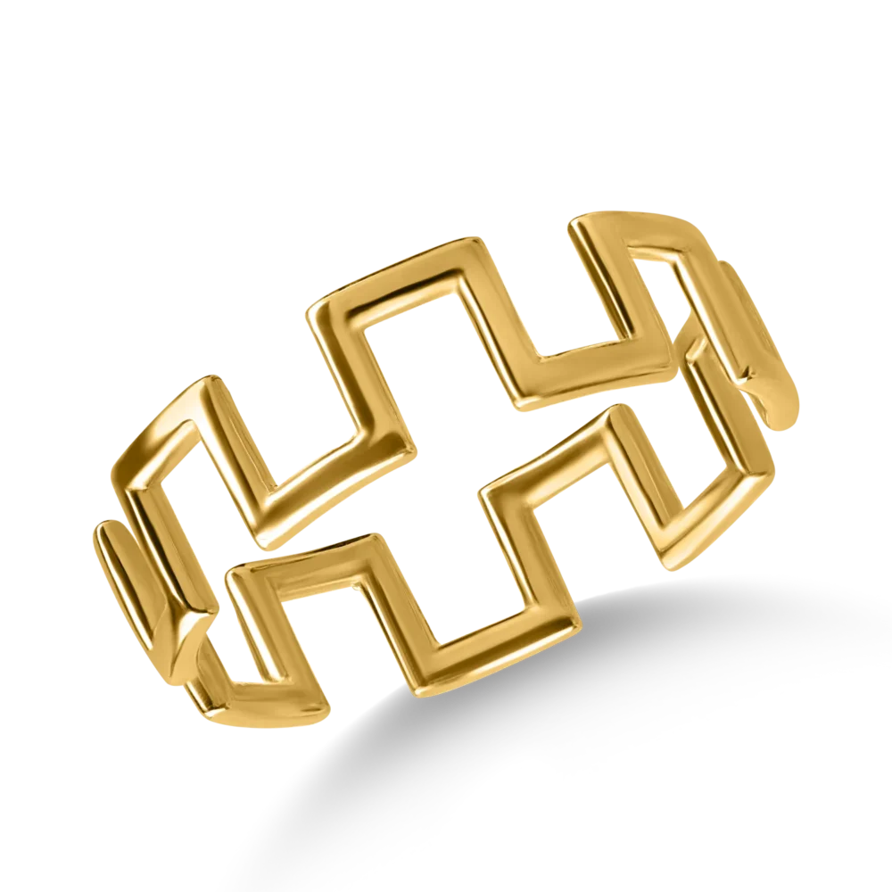 Inel geometric din aur galben