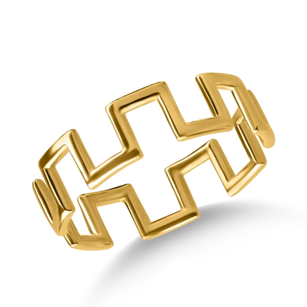 Inel geometric din aur galben