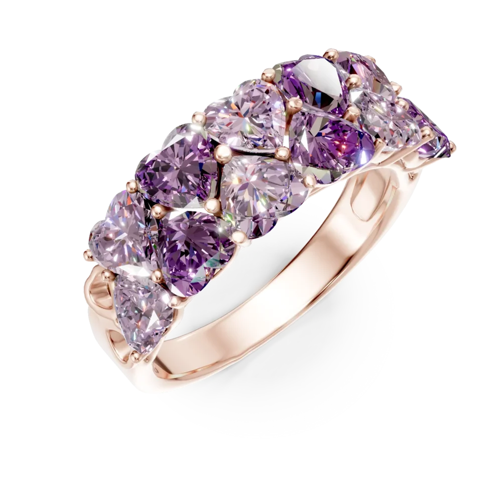 Inel geometric din aur roz cu ametiste heart de 2.8ct