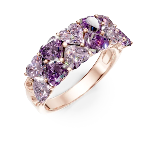 Inel geometric din aur roz cu ametiste heart de 2.6ct