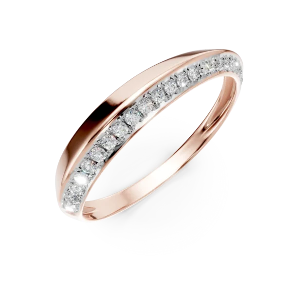 Inel geometric din aur roz cu diamante de 0.1ct