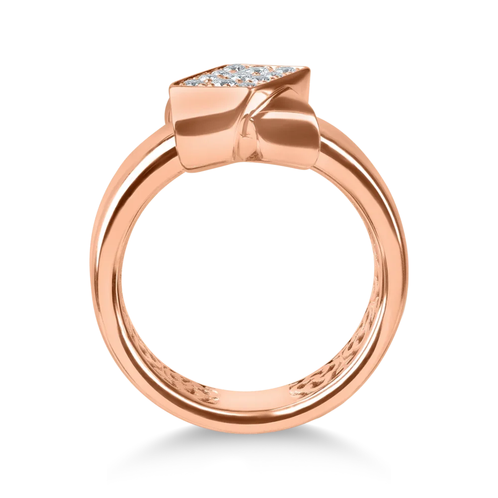 Inel geometric din aur roz cu diamante de 0.2ct - imagine 2
