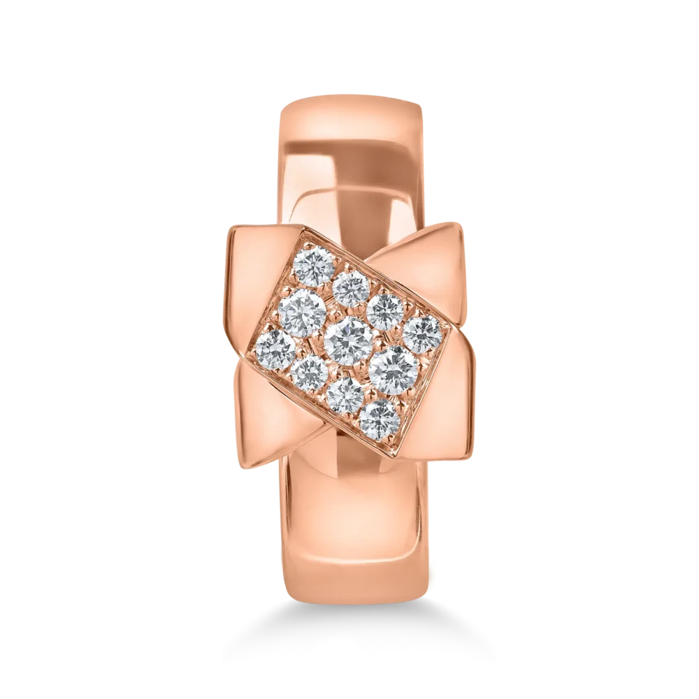 Inel geometric din aur roz cu diamante de 0.2ct - imagine 3