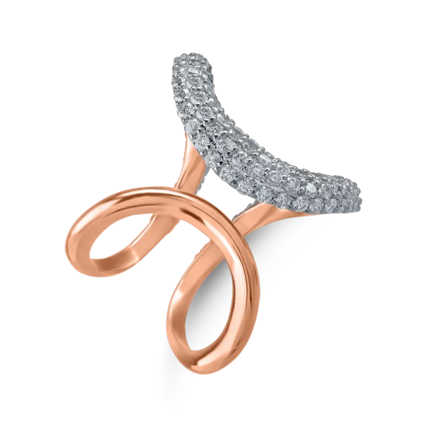 Inel geometric din aur roz cu diamante de 1.45ct