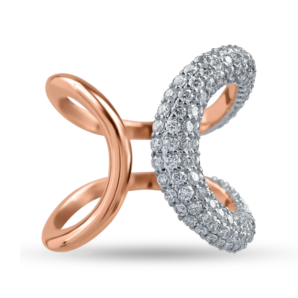 Inel geometric din aur roz cu diamante de 1.45ct - imagine 2