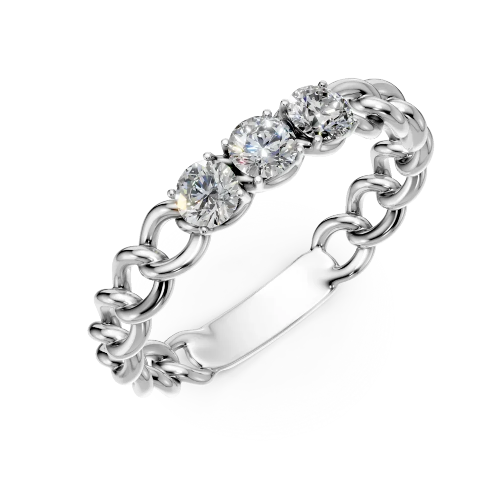 Inel impletit din aur alb cu zirconii