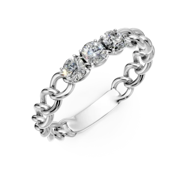 Inel impletit din aur alb cu zirconii