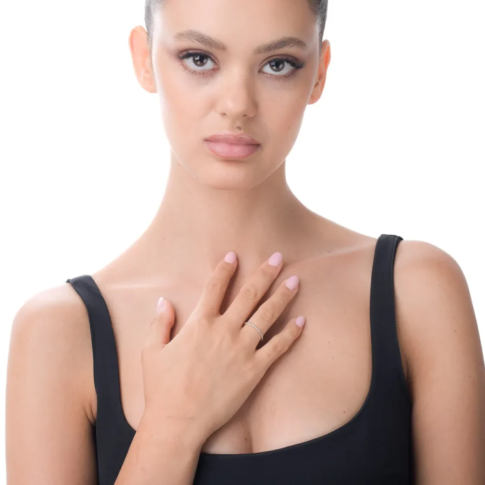 Inel impletit din aur alb - imagine 3