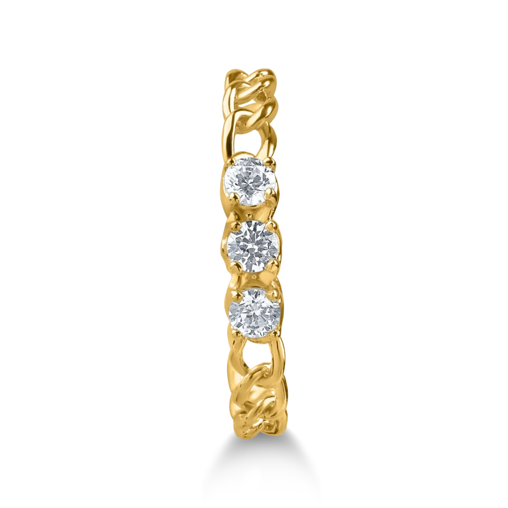 Inel impletit din aur galben cu zirconii - imagine 2