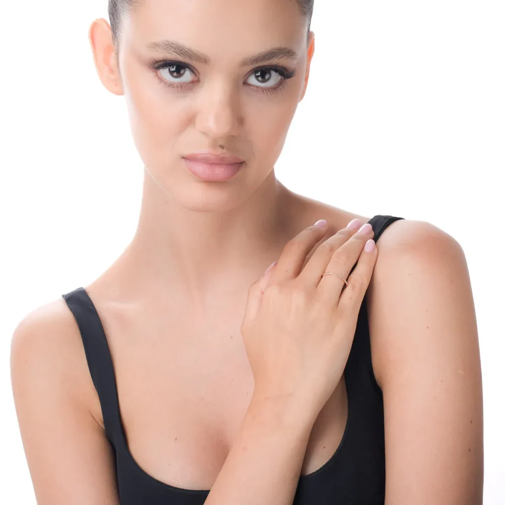 Inel impletit din aur roz - imagine 3