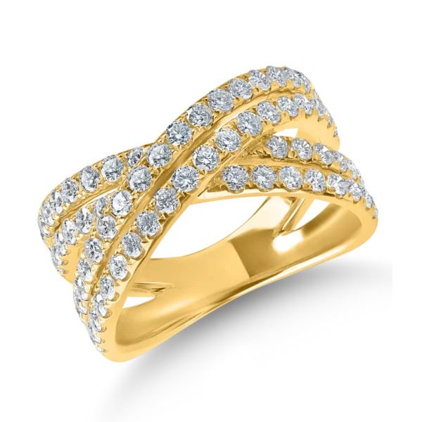 Inel in X din aur galben cu diamante de 1.2ct