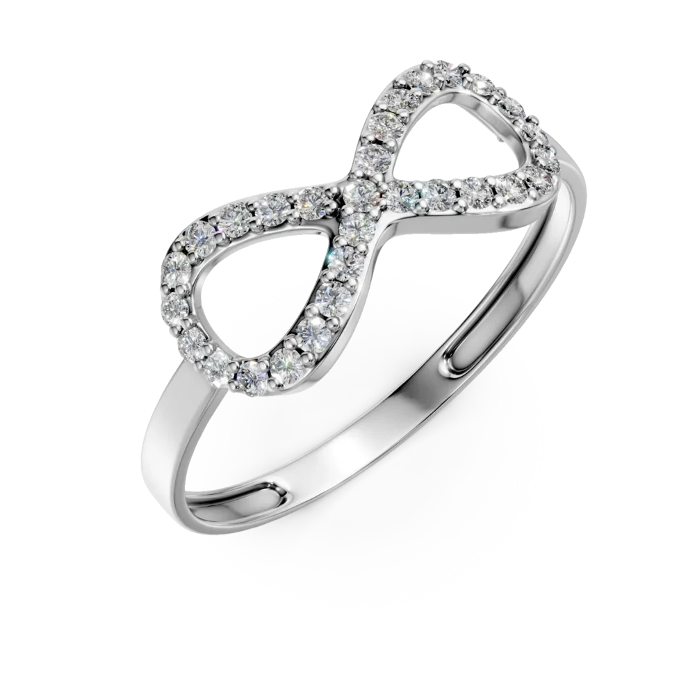 Inel infinity din aur alb cu zirconia microsetting