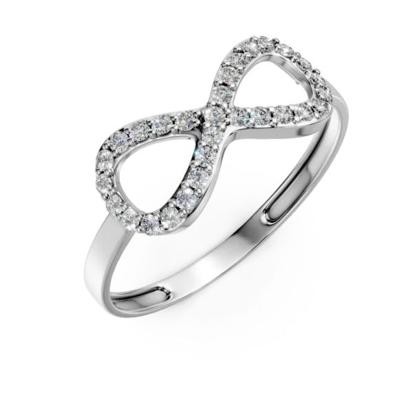 Inel infinity din aur alb cu zirconia microsetting