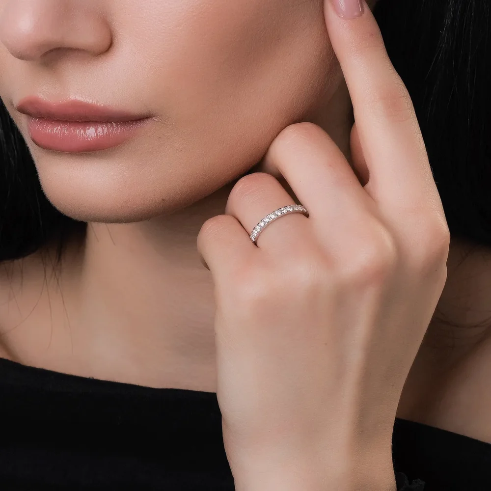 Inel infinity din aur alb cu diamante de 0.75ct - imagine 3