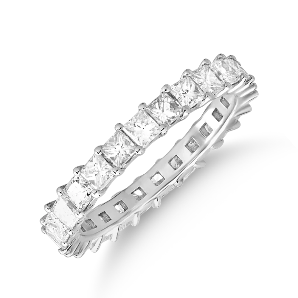 Inel eternity din aur alb cu diamante princess de 2ct