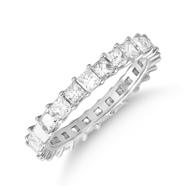 Inel eternity din aur alb cu diamante princess de 2ct