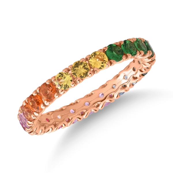 Inel infinity din aur roz cu safire multicolore de 1.75ct