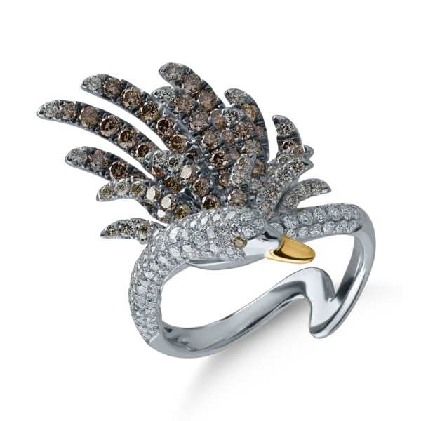 Inel lebada din aur alb cu diamante de 1.88ct