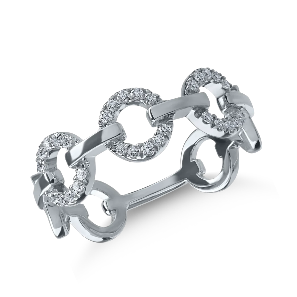 Inel microsetting cu zale din aur alb cu diamante de 0.15ct