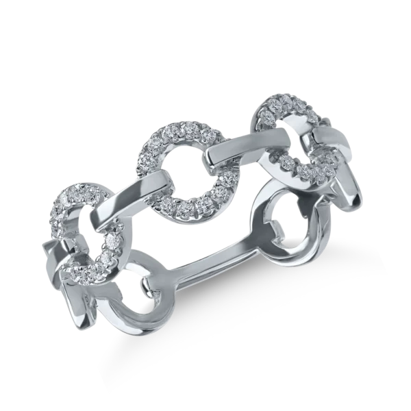 Inel microsetting cu zale din aur alb cu diamante de 0.15ct