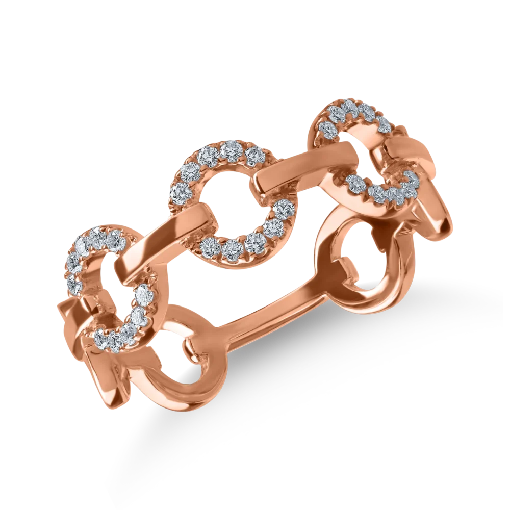 Inel microsetting cu zale din aur roz cu diamante de 0.15ct