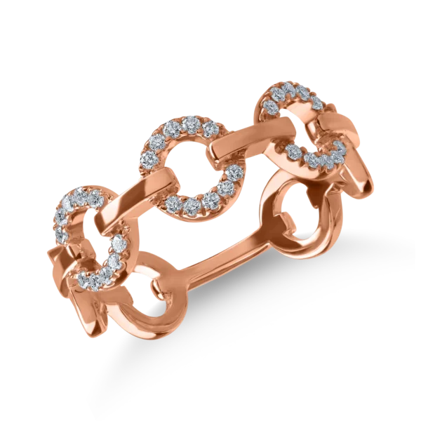 Inel microsetting cu zale din aur roz cu diamante de 0.15ct