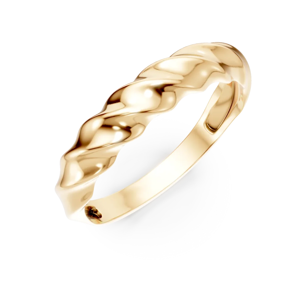 Inel model abstract din aur galben