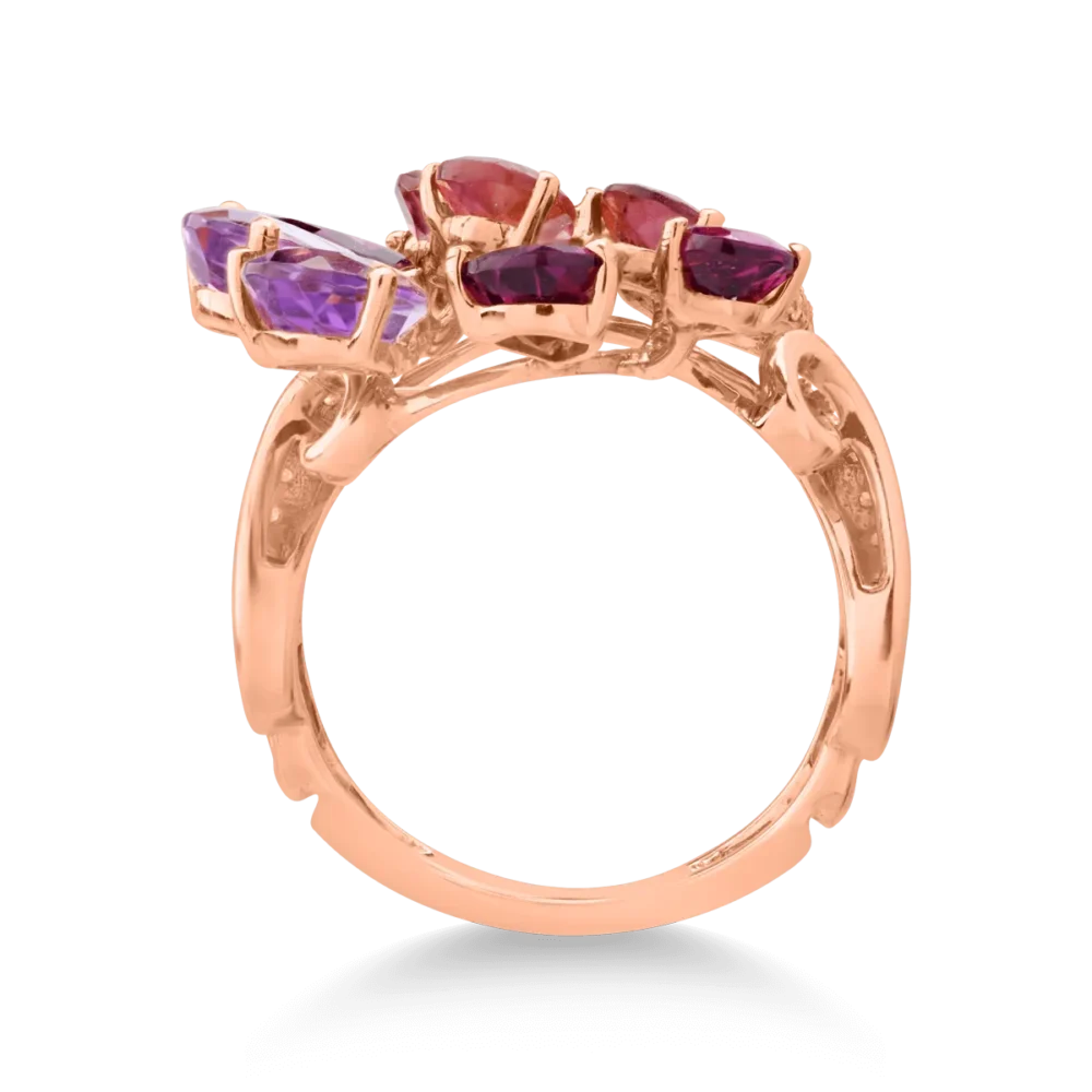 Inel paun din aur roz cu pietre pretioase si semipretioase de 5.78ct - imagine 2