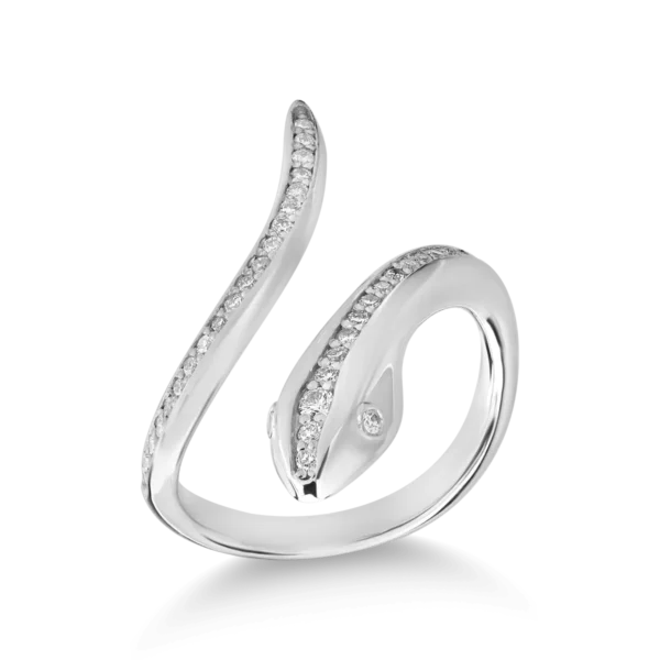 Inel sarpe din aur alb cu diamante de 0.36ct