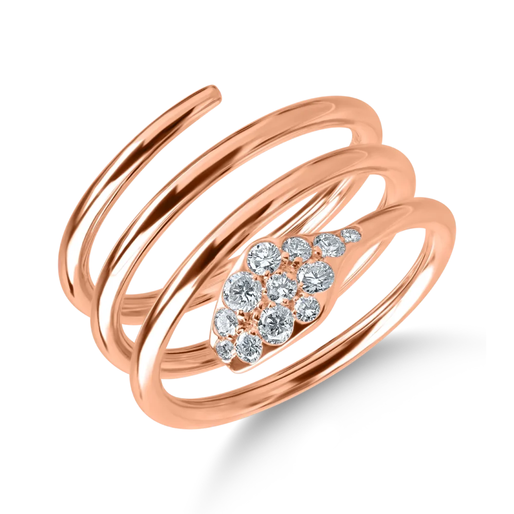 Inel sarpe din aur roz cu diamante de 0.3ct