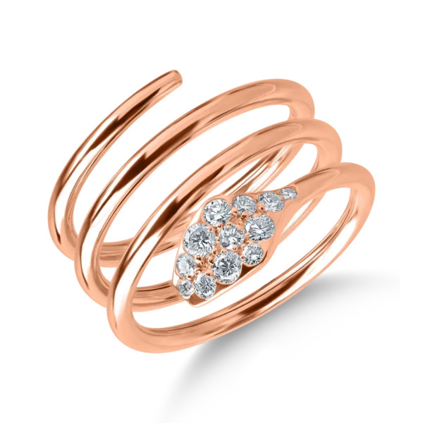 Inel sarpe din aur roz cu diamante de 0.3ct