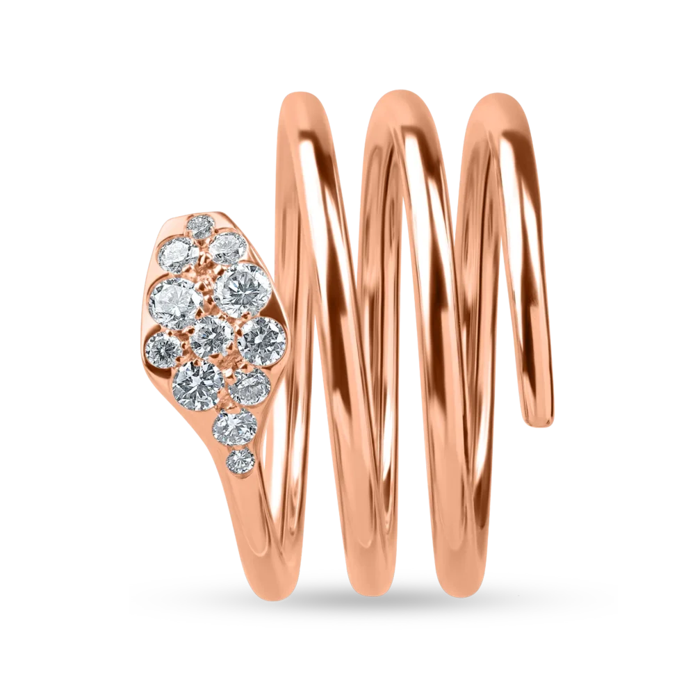 Inel sarpe din aur roz cu diamante de 0.3ct - imagine 3