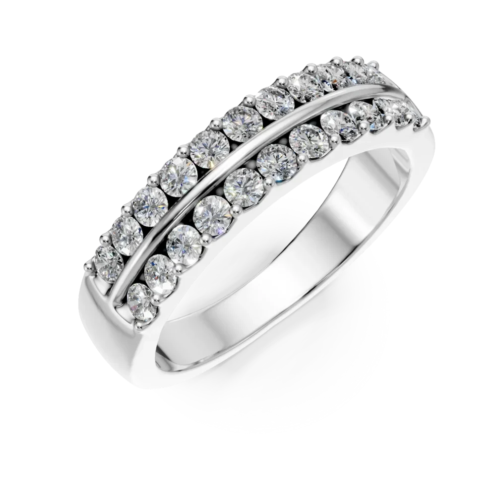 Inel semi eternity Amber din aur alb cu diamante de 0.54ct create in laborator