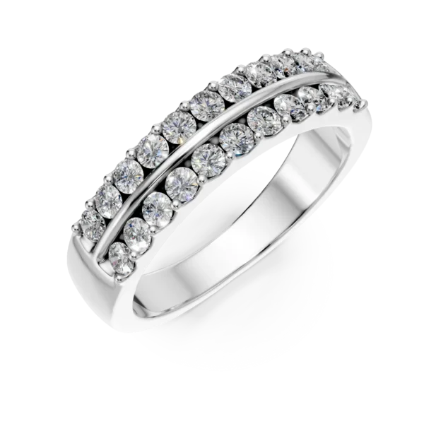 Inel semi eternity Amber din aur alb cu diamante de 0.54ct create in laborator